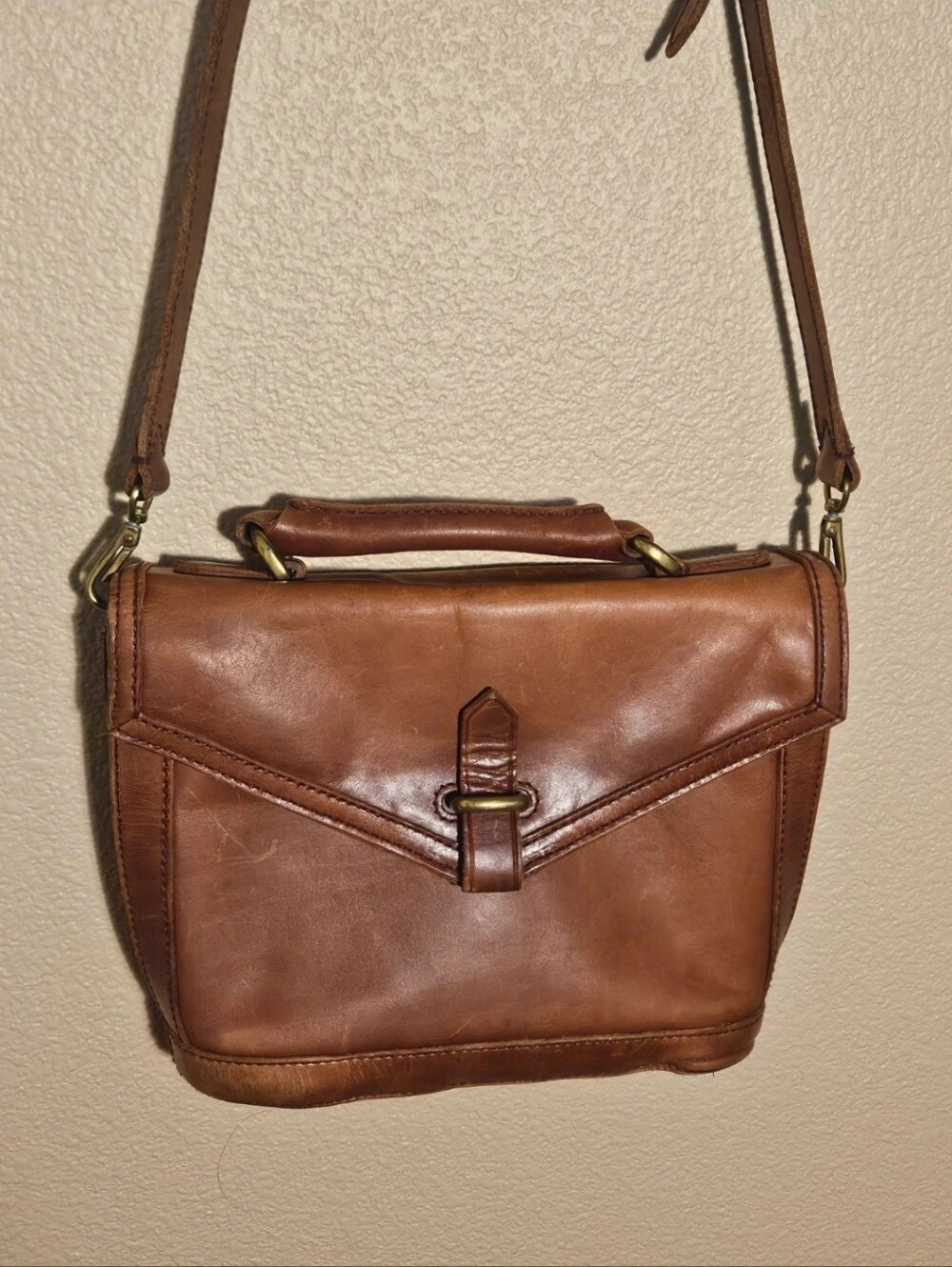 Vintage Madewell Structured Leather Envelope Flap Crossbody Satchel Bag